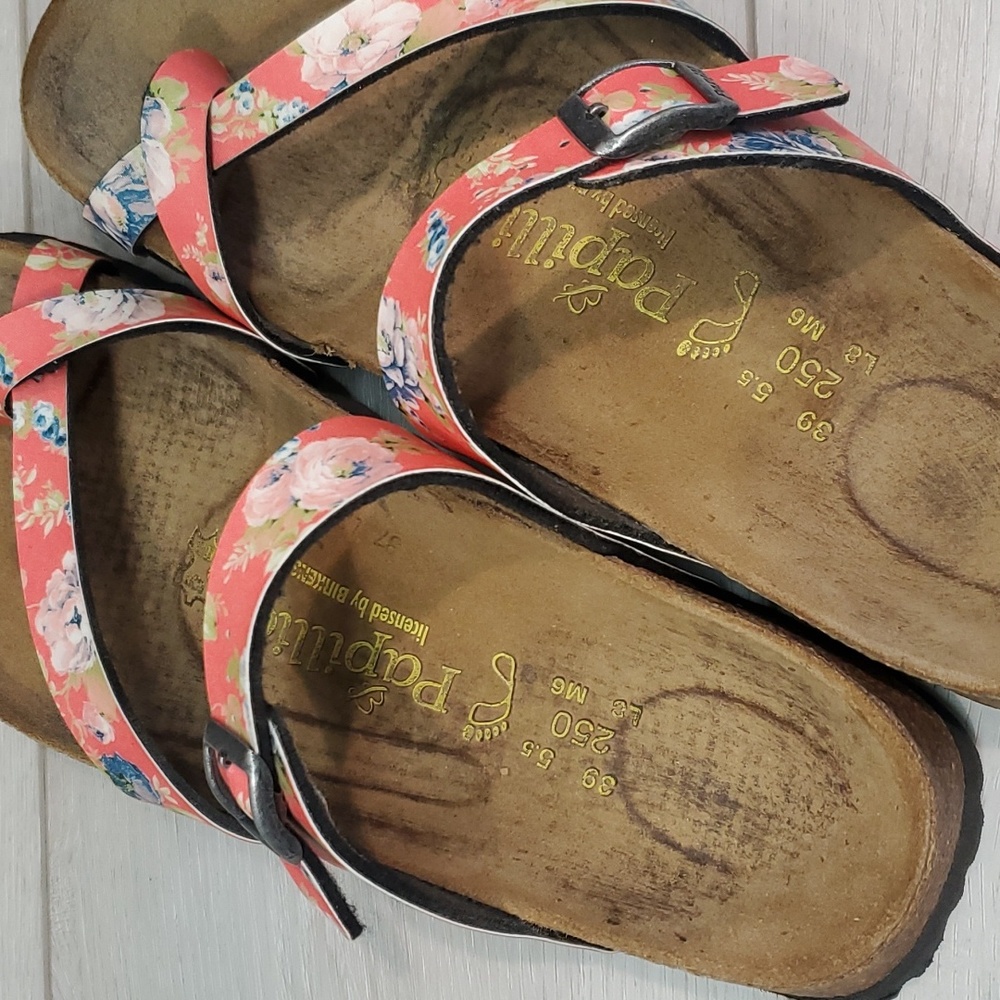 Sold Birkenstock Papillio Loop Toe Floral Leather Sandals Flats shoes sz 39/8 - Picture 7 of 11